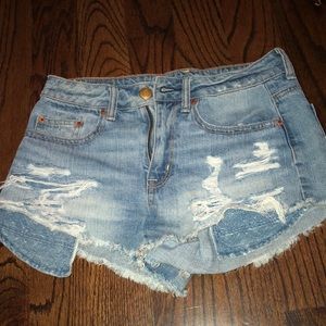 American eagle light wash jeans shorts high-rise